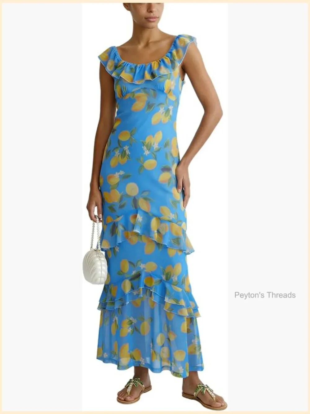 Ruffle Square Neck Sleeveless Maxi Fishtail Dress